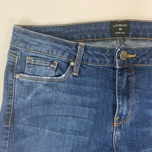 Just Black Jeans Women's Size 28 (29 x 27) Mid Rise Straight Leg Rough Hem - Picture 6 of 10